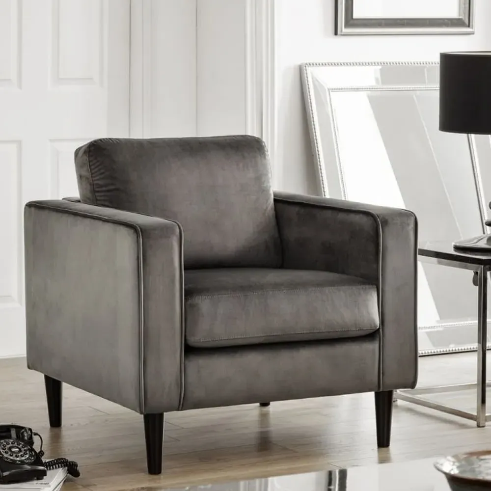 Hachi 1-Seater Sofa - Grey, Velvet image