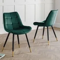 Hadas Dining Chair Set of 2 - Green Velvet, Black Metal alternate view