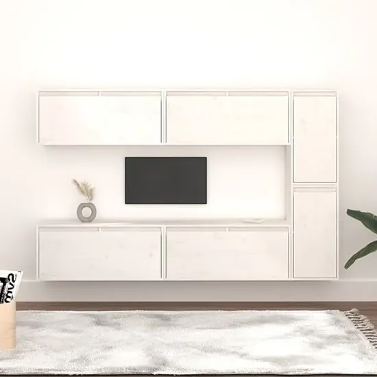 Hadria Wall Entertainment Unit - White, Pinewood