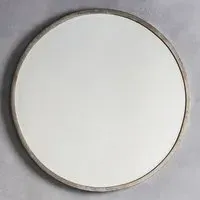 Haggen Large Round Mirror - Antique Silver