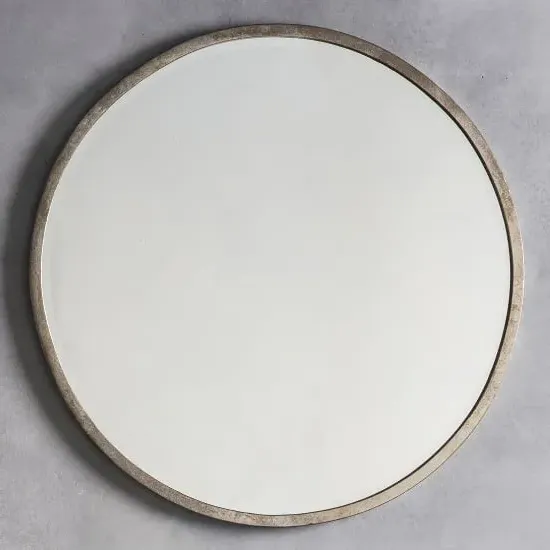 Haggen Large Round Mirror - Antique Silver