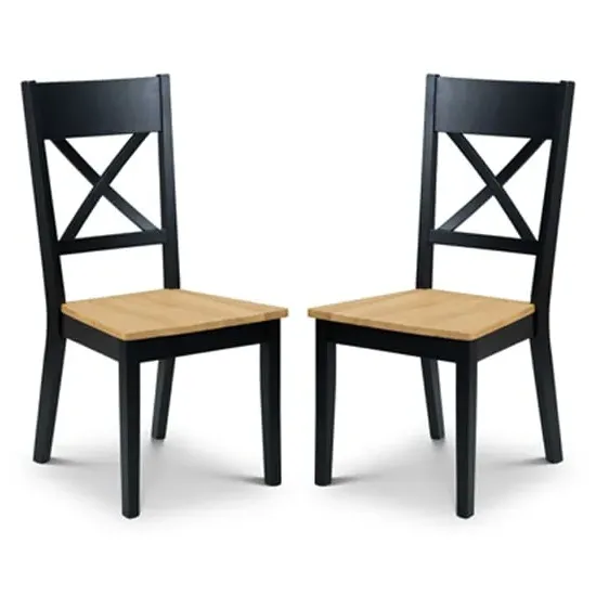 Haile Cross Back Dining Chair Pair - Black, Oak image