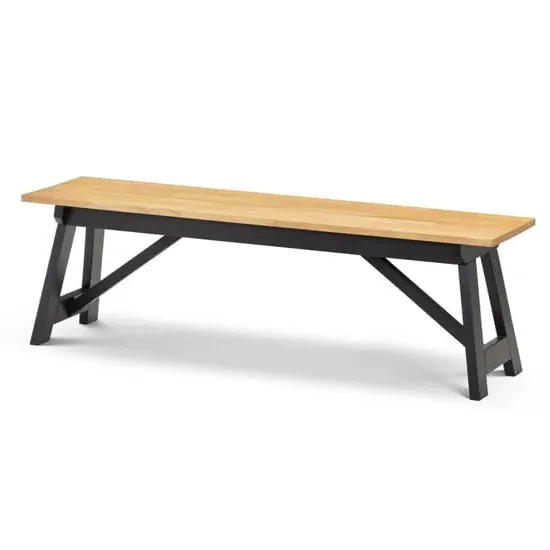 Haile Wooden Dining Bench - Black, Oak image