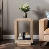 Hailey Carved Side Table - Natural, Mango Wood