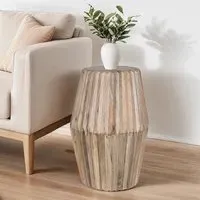 Hailey Carved Tall Side Table - Natural, Mango Wood