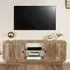 Hailey Carved TV Stand with 2 Doors - Natural, Mango Wood