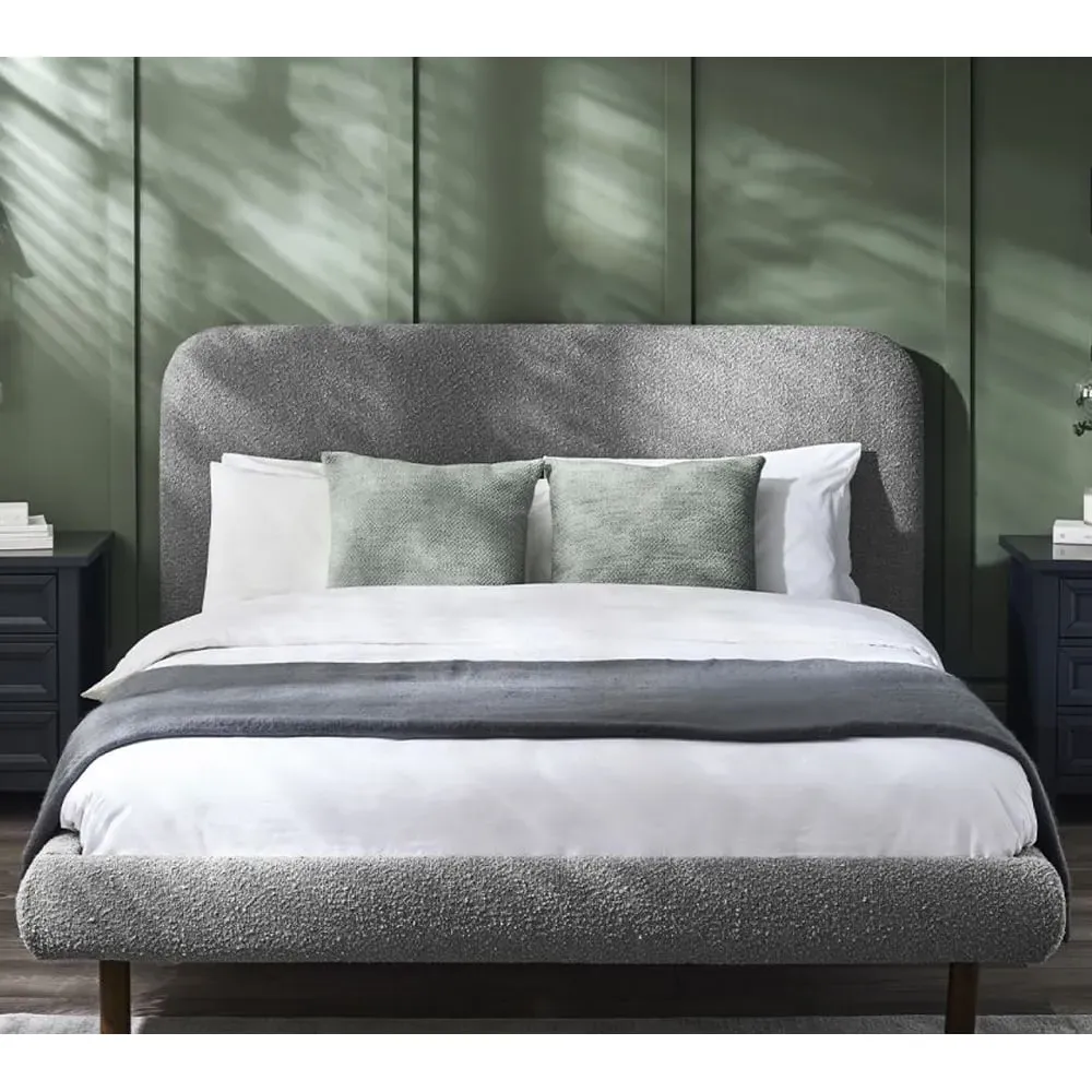 Hailey King Size Bed Frame - Grey, Fabric