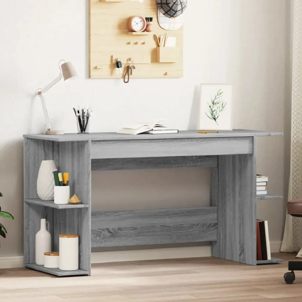 Haines Laptop Desk with 4 Shelves - Grey, Engineered Wood