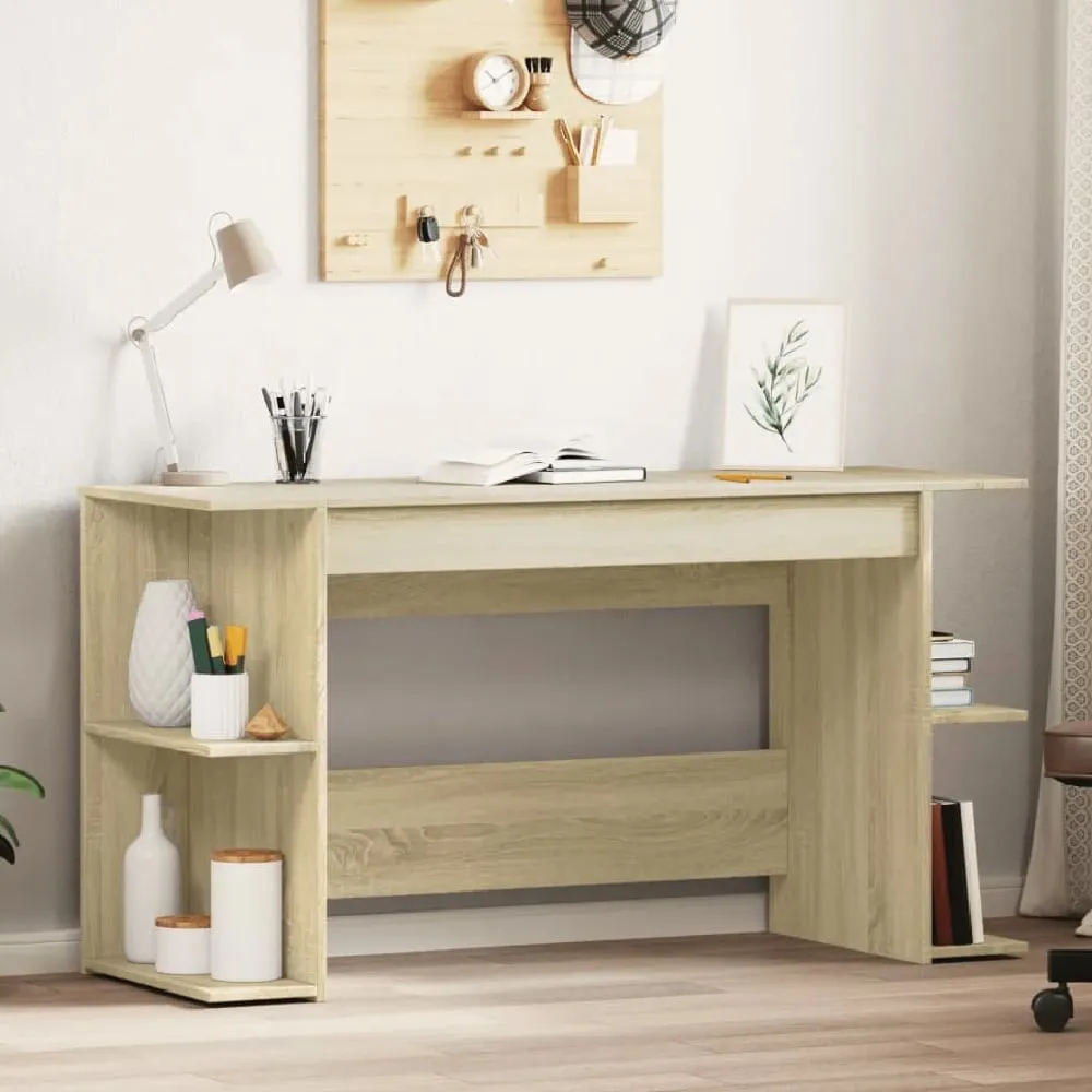 Haines Laptop Desk with 4 Shelves - Sonoma Oak, Engineered Wood