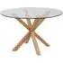 Haines Round Dining Table - Clear Glass, Oak