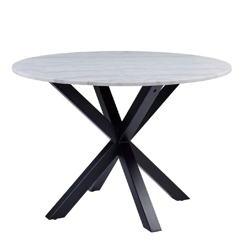 Haines Round Dining Table - White Marble