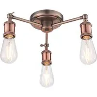 Hal 3 Lights Semi Flush Ceiling Light - Aged Pewter, Steel