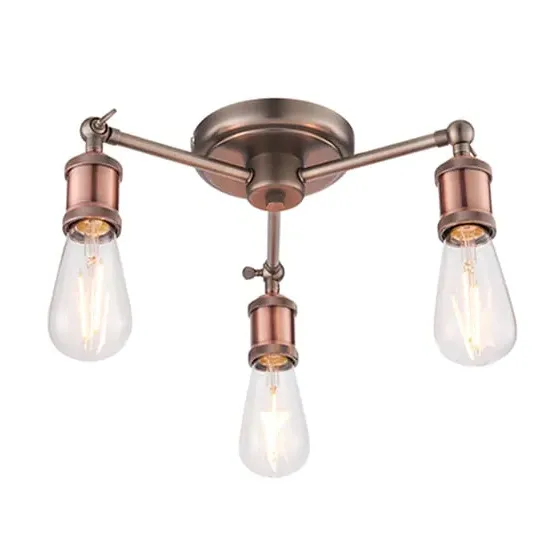 Hal 3 Lights Semi Flush Ceiling Light - Aged Pewter, Steel image