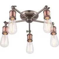 Hal 5 Lights Semi Flush Ceiling Light - Aged Pewter, Steel