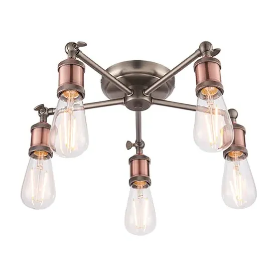 Hal 5 Lights Semi Flush Ceiling Light - Aged Pewter, Steel