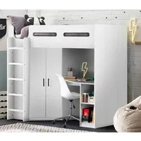 Haldis High Sleeper Bunk Bed with Storage - White