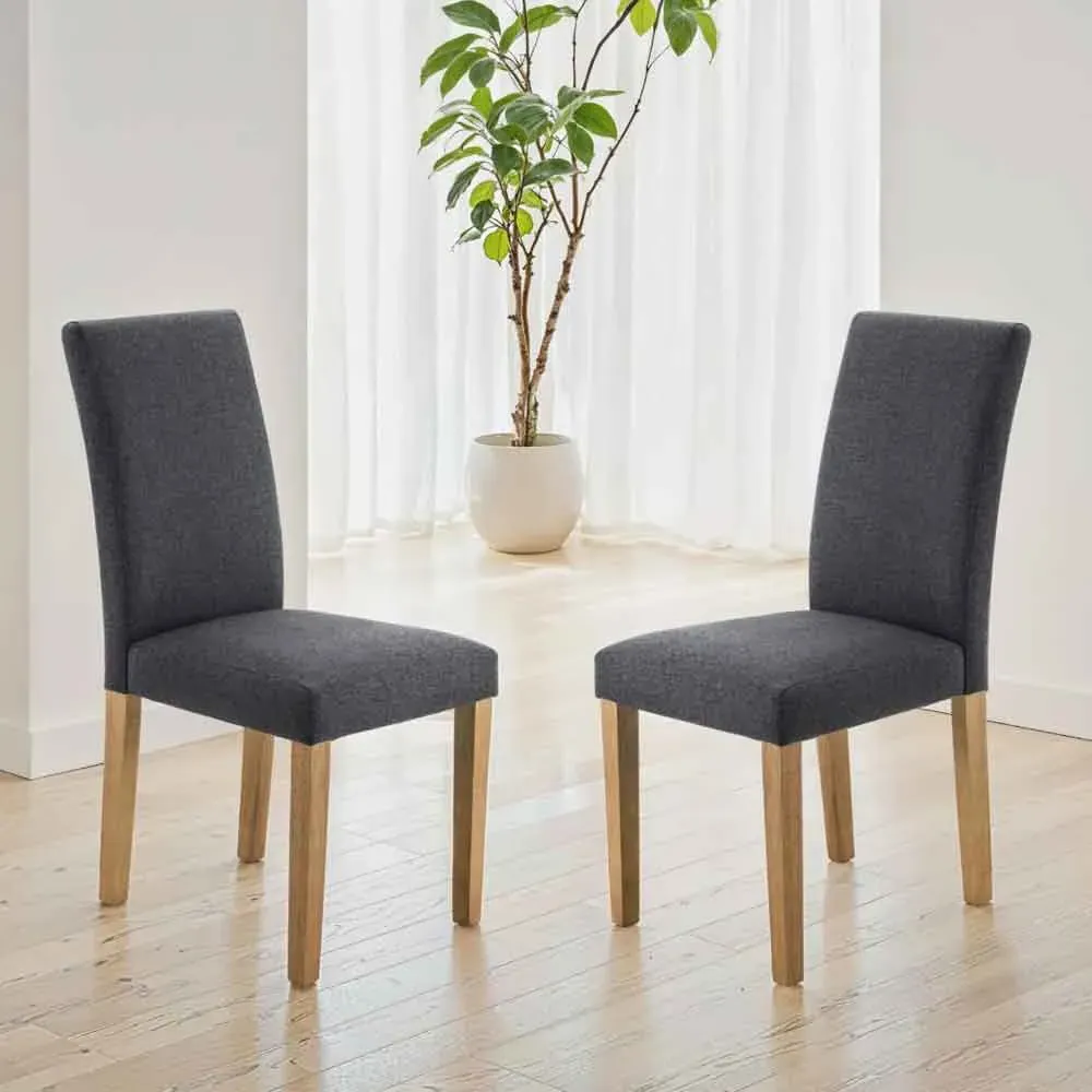 Haldrex Dining Chair with Oak Legs, Pair - Slate Grey, Linen Fabric product