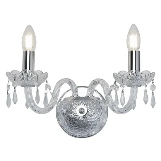Hale 2 Light Wall Light - Chrome, Crystal image
