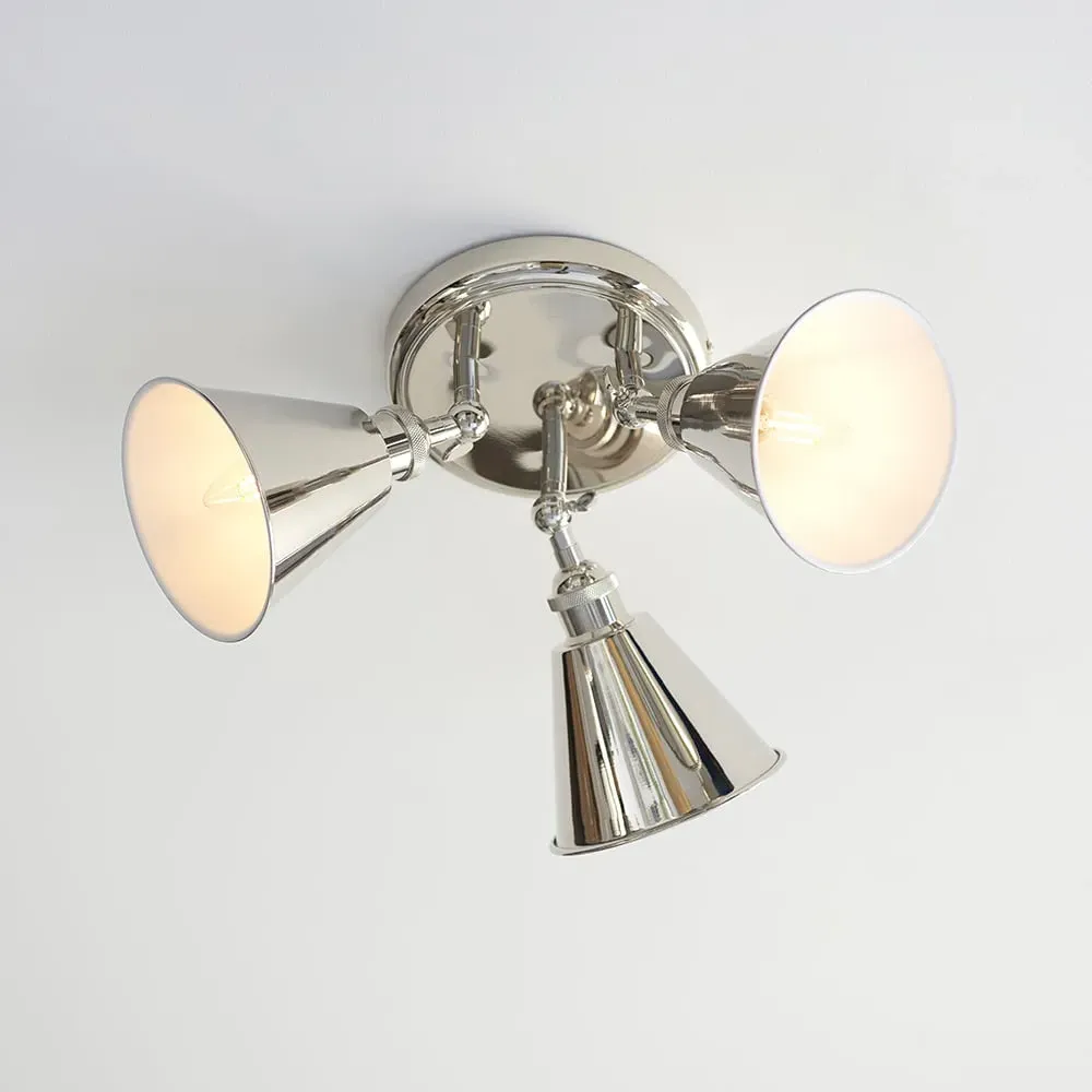 Halifax 3 Light Glass Spotlight - Bright Nickel