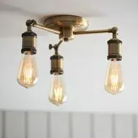 Halifax 3 Light Semi Flush Ceiling Light - Antique Brass