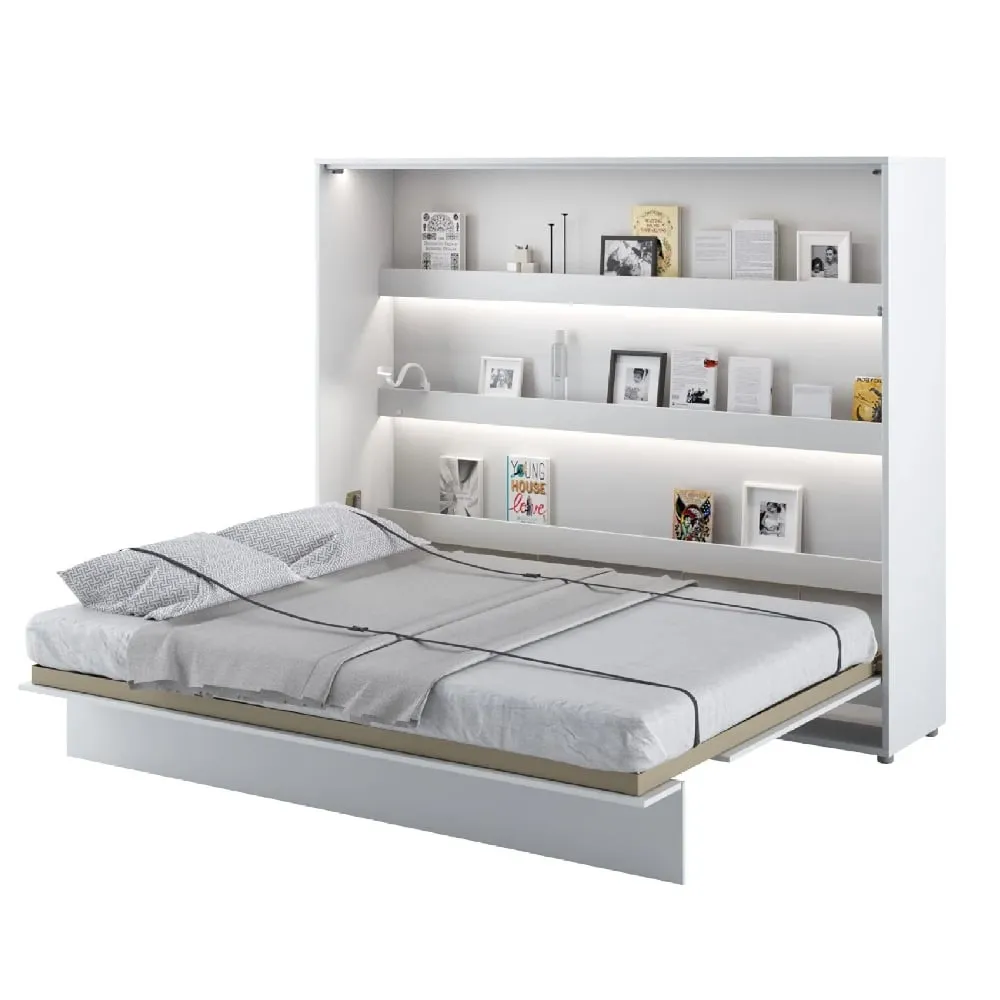 Halifax King Size Wall Bed with Storage - Matt White