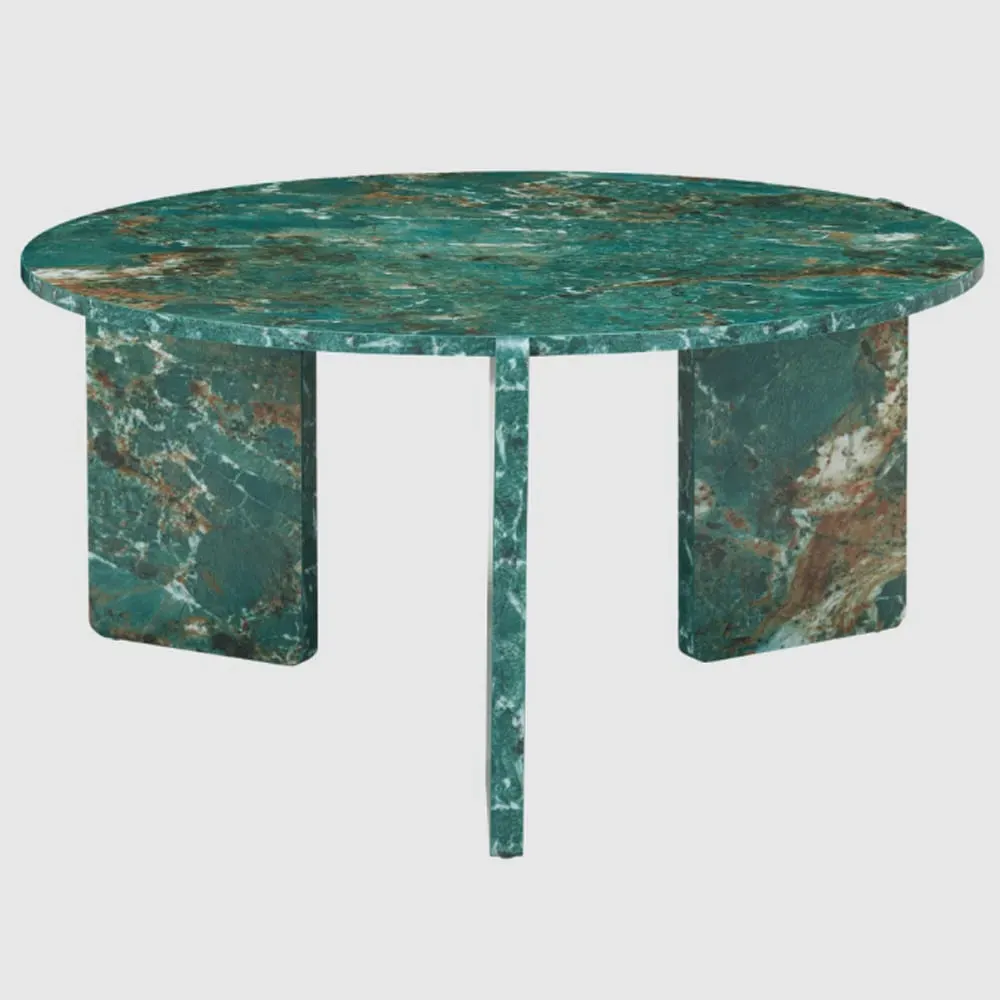 Halifax Round Coffee Table - Green Marble Effect, MDF