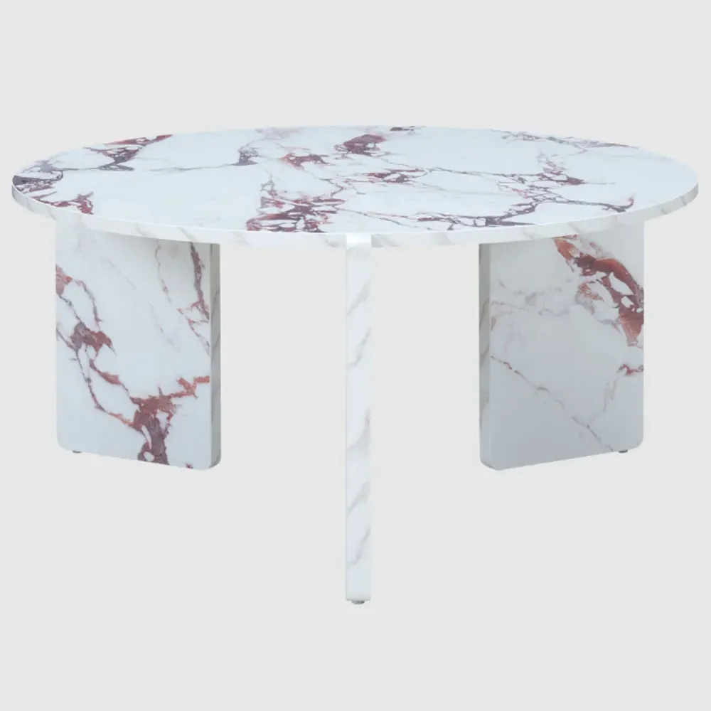 Halifax Round Coffee Table - Violetta Marble Effect, MDF