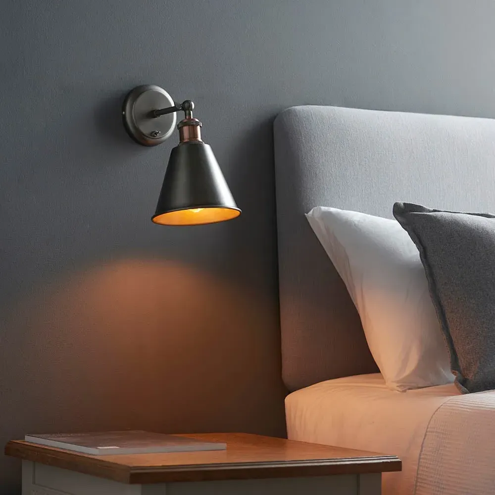 Halifax Satin Wall Light - White, Bright Nickel