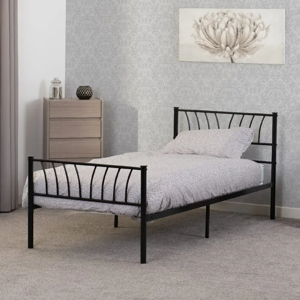 Hallandale Single Bed Frame - Black, Metal image