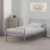 Hallandale Single Bed Frame - Silver, Metal