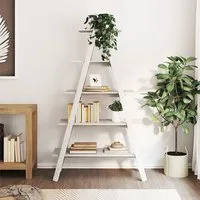 Halle 5-Tier Bookshelf - White, Pine Wood