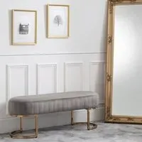 Halle Hallway Seating Bench - Light Grey, Velvet
