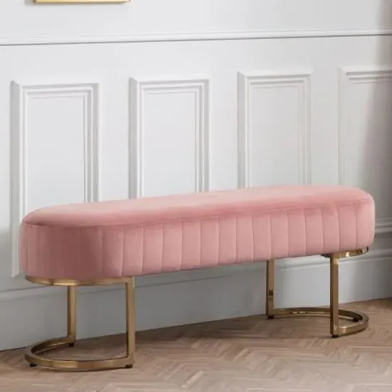 Halle Upholstered Hallway Bench - Dusky Pink, Velvet image