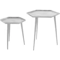 Hallo Hexagonal Set Of 2 Side Tables - Silver