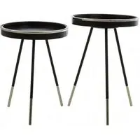 Hallo Round Set Of 2 Side Tables - Black