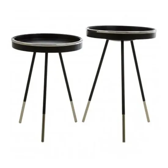 Hallo Round Set Of 2 Side Tables - Black