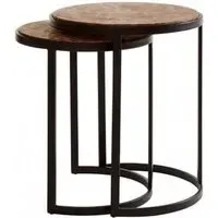 Hallo Set Of 2 Side Tables with Metal Frame - Natural