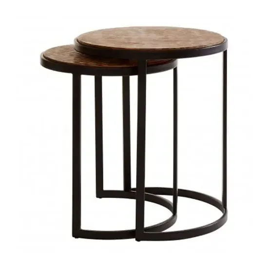 Hallo Set Of 2 Side Tables with Metal Frame - Natural