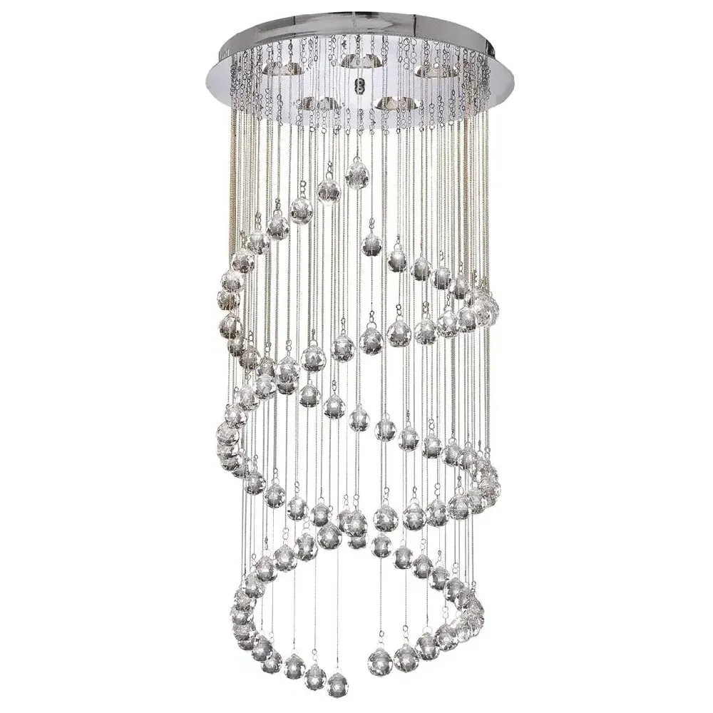 Hallway 5 Light Multi Drop Pendant Light - Chrome, Crystal