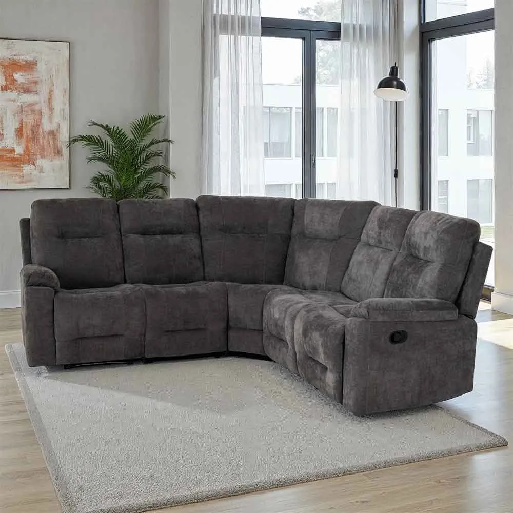Halmstad L-Shaped Reclining Corner Sofa - Grey, Velvet product