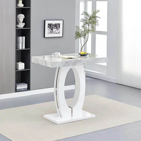 Halo Bar Table - Marble Effect, MDF image