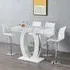 Halo Bar Table Set with 4 Ripple Stools - White, White
