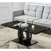 Halo Coffee Table with Storage - Black, Milano Marble Effect