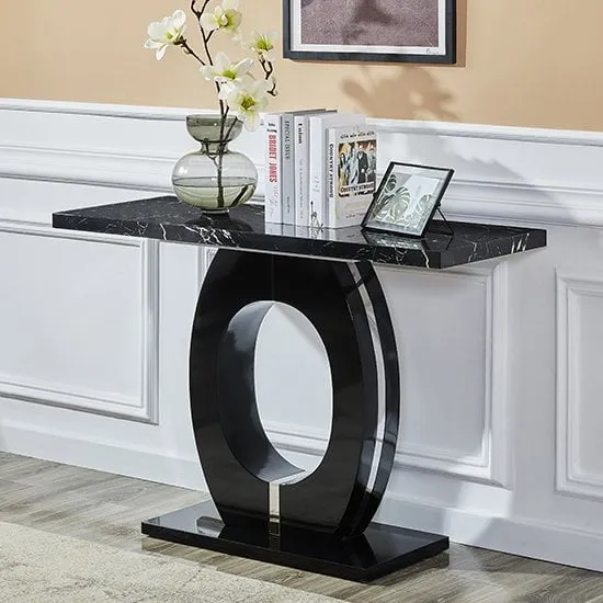 Halo Console Table - Black, Marble Effect image