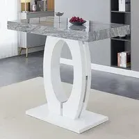 Halo High Gloss Bar Table - White, Marble Effect