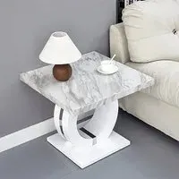 Halo High Gloss Lamp Table - Grey, Magnesia Effect