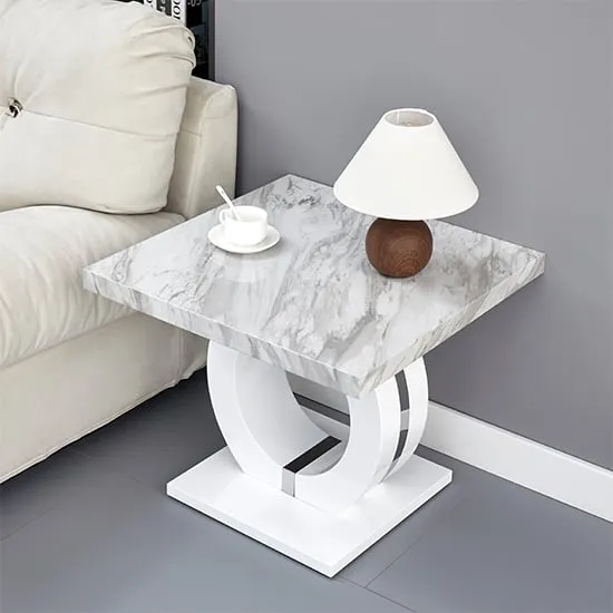 Halo High Gloss Lamp Table - Grey, Magnesia Effect