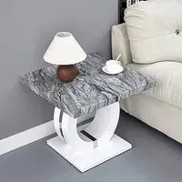 Halo High Gloss Lamp Table - Grey, Marble Effect