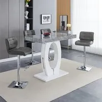 Halo Melange Bar Table with 4 Candid Stools - Grey