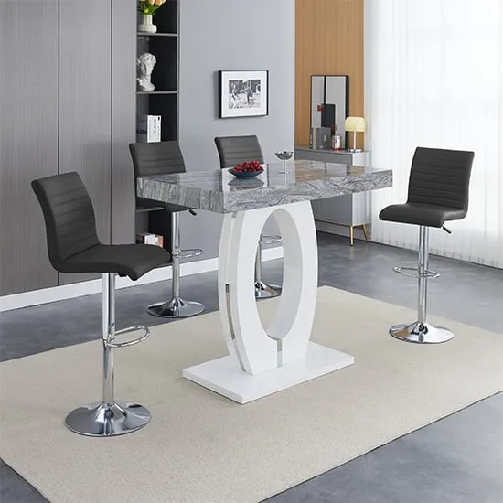 Halo Melange Bar Table with 4 Ripple Stools - Black image